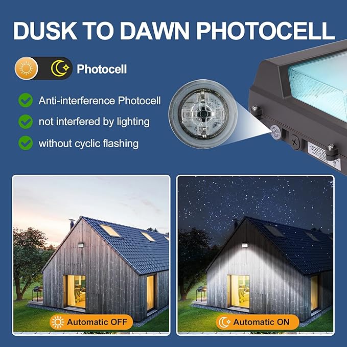 120W LED Wall Pack Light with Photocell 4Pack, 4000/5000/6500K 3CCT, 80/100/120W Selectable, Commercial Wall Pack | Lumora