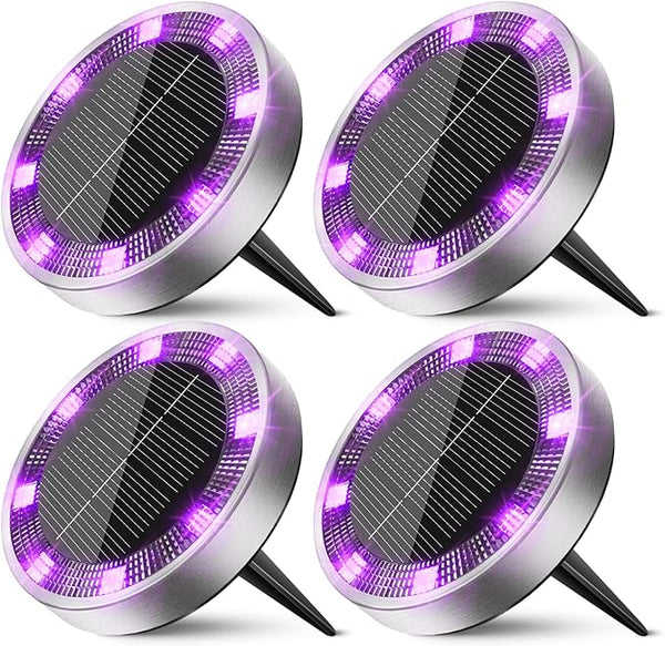 Peasur Solar Ground Lights Outdoor, 4 Pack Flat Solar Powered Disc Lights, IP68 Waterproof, Anti-Rust, Landscape | Lumora
