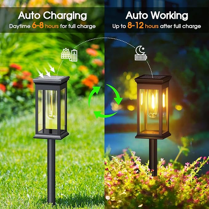 KOOPER Solar Pathway Lights Outdoor 8 Pack, 2X Bigger Solar Outdoor Lights, Bright Solar Garden Lights Waterproof, Auto On/Off Outdoor Solar Lights for Yard Landscape Path Lawn Patio Walkway