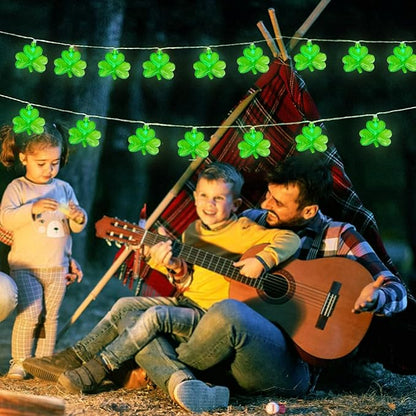 LED Shamrock String Lights Outdoor, 8.5Ft St. Patrick's Day Decorations Lights with 10 Green Clover Light, Plug in Shamrock Fairy Light for Indoor Outdoor St. Patrick's Day Party Irish Window Garden