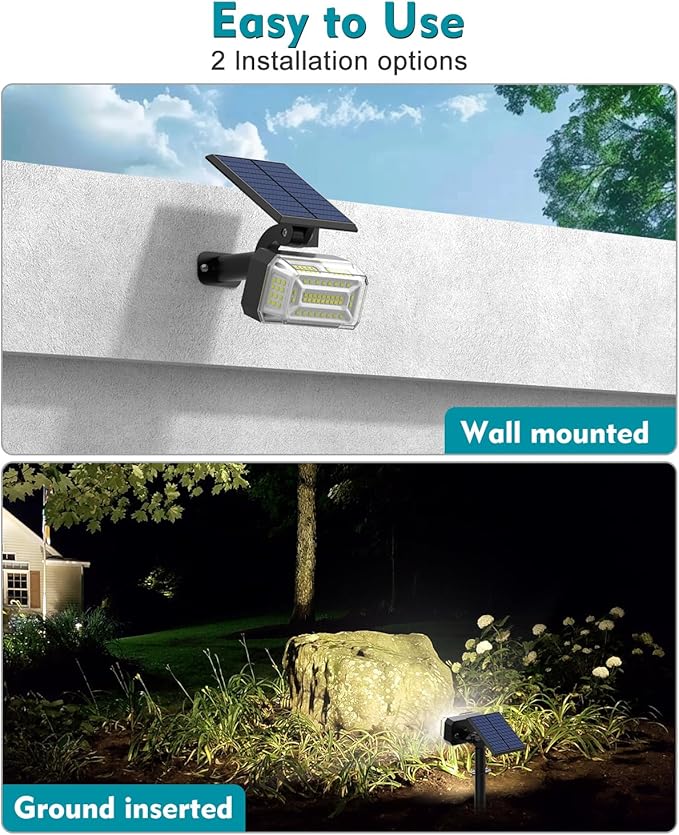 102 LEDs Solar Spot Lights Outdoor, [ 4 Modes/8 Pack] Solar Spotlights Waterproof IP65, Adjustable Light & Panel | Lumora