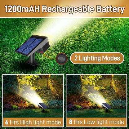 Solar Lights Outdoor Waterproof IP65, 7 Lighting Modes Color Changing 26 LED Solar Spot Lights Outdoor for Yard Garden Pathway Christmas Decor (Warm White, 2 Pack)