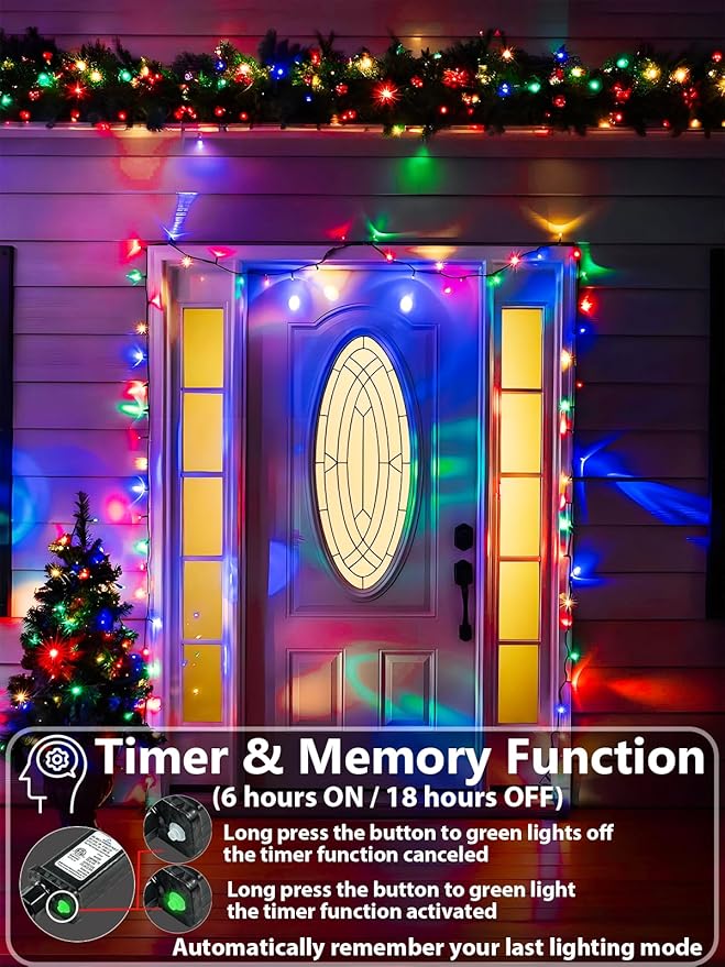 1000 LED Multicolored Christmas Lights Indoor Outdoor, Super Long 330 FT Green Wire String Lights with Memory & | Lumora