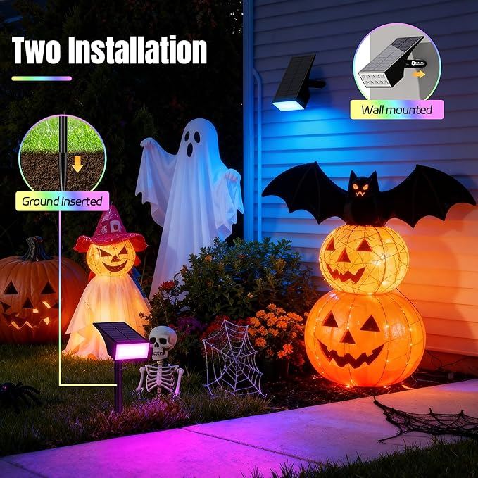 Solar Spot Lights Outdoor Color Changing, [7 Mode/6 Pack] Christmas Landscape Spotlights, Solar Lights Outdoor | Lumora