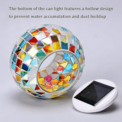 Aukora Color Changing Solar Powered Glass Ball Garden Lights, Table Lamps Waterproof Night Light for Patio, Party, Yard, Room, Bar, Wine Cabinet, Outdoor/Indoor Decorations, Ideal Gift(Mosaic Glass)