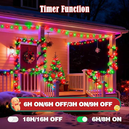 2026 New Voice Control 88ft 240LED Smart Christmas String Lights Outdoor/Indoor | String Lights with Remote, 12Modes, 7Voice Commands & Timers, Christmas Twinkle Light for Xmas Tree Decor(Red & Green)