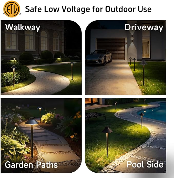Gardenreet Low Voltage Landscape Lighting Brass - 12v Pathway Lights Waterproof, Hard Wired Path Light Outdoor | Lumora