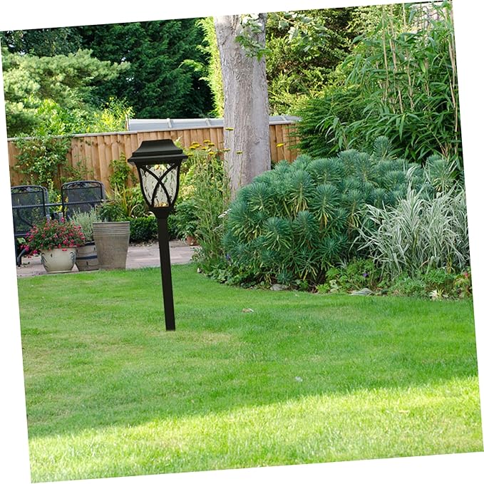 Mikikit 4pcs Solar Pathway Lights Outdoor LED Landscape Lighting Garden Decoration for Patio Courtyard with Warm and Blue Glow