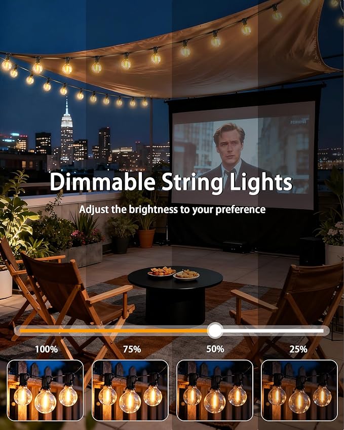 Outdoor Patio String Lights Waterproof with Remote, 200FT 64+2 G40 Edison LED Shatterproof Bulbs Hanging Outside | Lumora
