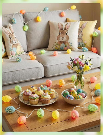 8.5Ft Easter Cracked Egg String Lights Plug in, Outdoor Spring Easter Decorations String Lights with 10 LED Colorful Cracked Egg Light, Hanging Pastel Easter Lights for Garland Party Yard Home Decor