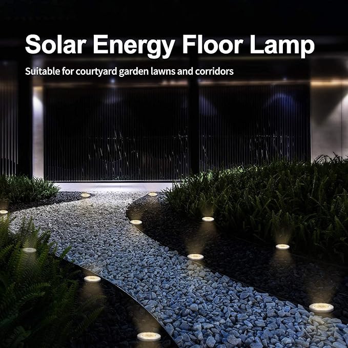 Aogist Solar Ground Lights - 12 Pack, 8 LED, Waterproof Outdoor Disk Lights for Pathway, Yard, Walkway, Patio, Lawn | Lumora
