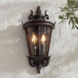 John Timberland Casa Marseille Vintage Outdoor Wall Light Fixture Veranda Bronze 17" Champagne Hammered Glass for | Lumora