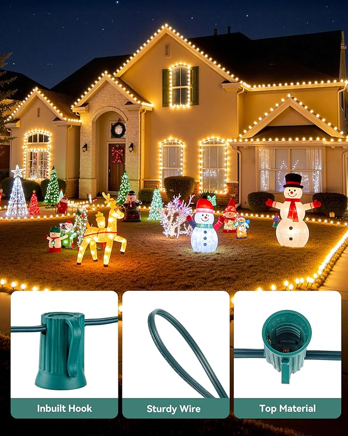 Brightown Commercial 500 FT C9/E17 Christmas Light Sockets Set Spool, UL Listed C9 - Outdoor Security Flood Light | Lumora