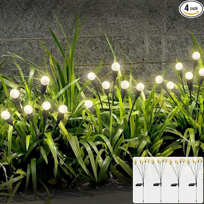 4PCS 6LED Solar Powered Firefly Lights Outdoor Waterproof, Starburst Swaying Garden Lights, When Wind Blows Decorative String