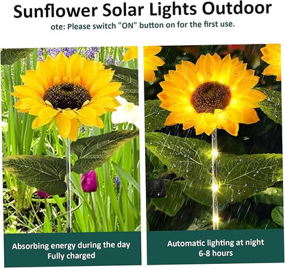 4 Packs Sunflower Solar Lights Outdoor Lifelike Solar Sunflowers IP44 Waterproof Garden Lights Auto On/Off Stake for Yard Pathway Garden Sunflower Decor