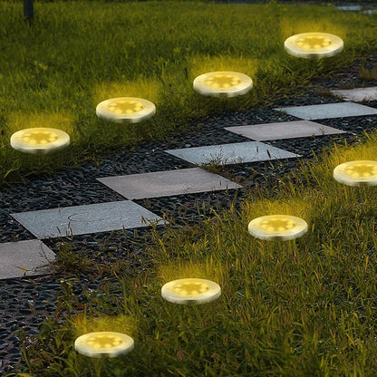 8 Pack Inground Lights for Outside, 8 LED Waterproof Solar Disk Lights, Landscape Lighting for Outdoor Garden Pathway Driveway