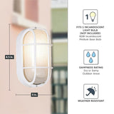 Designers Fountain Outdoor Wall Light, 5 Inch Oval Bulkhead Lighting Fixture with Cage Guard, Porch or Patio | Lumora