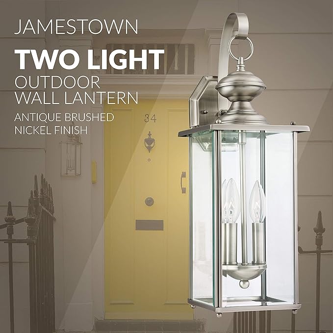 Generation Lighting 8468-965 Jamestowne Transitional Two - Light Outdoor Wall Lantern Outside Fixture, Antique | Lumora