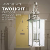 Generation Lighting 8468-965 Jamestowne Transitional Two - Light Outdoor Wall Lantern Outside Fixture, Antique | Lumora