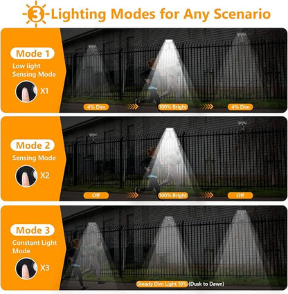 Solar Motion Lights Outdoor with Flexible Octopus Tripod, USB & Solar Powered Motion Sensor Lights with 92 LEDs(600LM,6000K), IP65 Waterproof Motion Activated Light for Fence, Camping, Gutter(2 Pack)