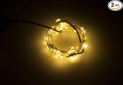 Karlling USB Plug in LED Fairy Lights,2 Packs of 50 LED Bulbs 16 Ft Silver Wire Starry String Lights for Bedroom Patio Garden Party Wedding Commercial Lighting (Warm White)
