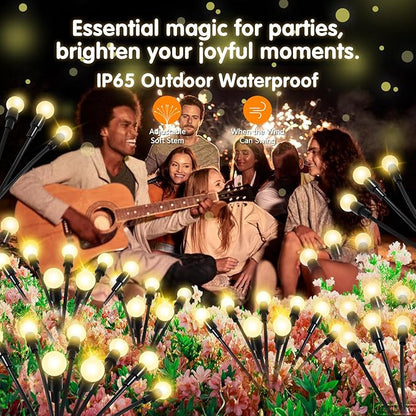 Solar Firefly Lights,4 Pack,Solar Garden Lights,Firefly Lights,Outdoor Waterproof Yard Decorations,Christmas Party Decorations,Variable Height,High Flexibility Iron Wire & Heavy Bulb Base