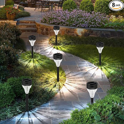 Solar Pathway Lights, 8 Pack LED Outdoor Waterproof, Auto On/Off Solar Garden Lights for Yard, Lawn, Walkway & Driveway Landscape Lighting (8)
