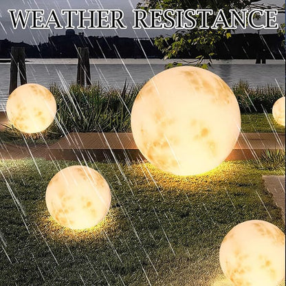 Wiring Powered Globe Shape Outdoor Light,Waterproof Moon Lamp with Resin Lampbody,Unique Outdoor Lighting for Staircase Swimming Pool and Yard(19.68" D)