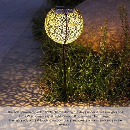 JEOZBM Solar Pathway Lights Decorative, Outdoor LED Solar Powered Landscape Lights, Metal Hollow Design Garden Lights for Lawn Patio Backyard
