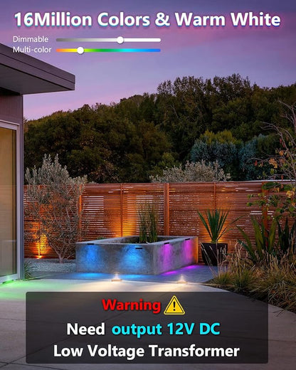 Teekuv 8 Pack 7 Inch RGB LED Hardscape Lighting, 5W Smart Retaining Wall Lights 16 Million Colors with Remote Control, IP65 Waterproof Landscape Paver Lights, 12V AC/DC Low Voltage Outdoor Lighting
