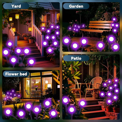 Solar Garden Lights Outdoor Waterproof, 2 Pack 16 LED Swaying Firefly Lights Outdoor Decor Light for Pathway Party Christmas Decoration, Unique Gifts for Women, Purple