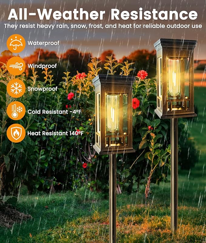 10 Pack Solar Pathway Lights Outdoor, Taller Bright Solar Path Lights Waterproof, Auto On/Off Solar Powered Garden | Lumora