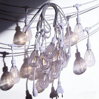 48FT LED Outdoor String Lights with 15 Edison Shatterproof Bulbs, Weatherproof Strand, Commercial Grade Patio Lights, Decorative for Garden or Patio, New Version