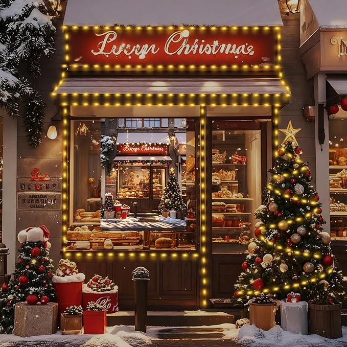 328FT 1000LED Christmas Lights Outdoor, Outdoor Transparent Wire Christmas Tree Lights with 8 Modes Waterproof, Plug in String Light for Outside Indoor Xmas Tree House Holiday Wedding Party Decor