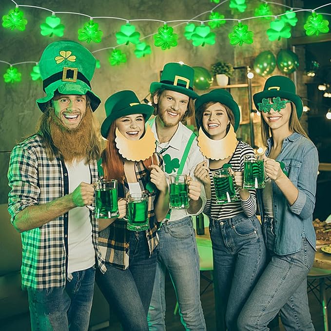 8.5Ft Shamrock String Lights, St Patrick's Day Decorations Light with 10 LED Green Lucky Clover Lights Outdoor | Lumora