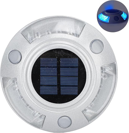 Driveway Dock Light, 800m Visible Distance Silver Solar Dock Light, Pathway Working Time Up to 8-10 Hours (Blue Light)