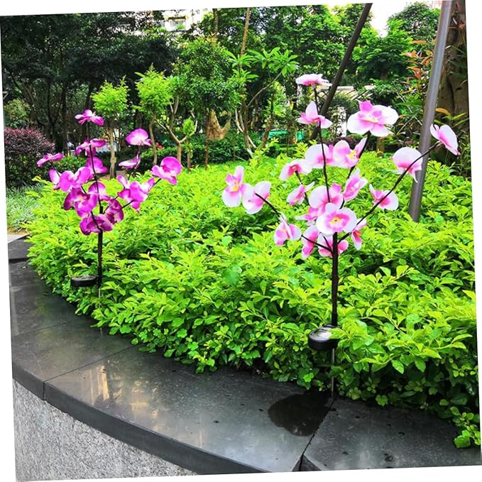 Mipcase 2pcs Solar Flower Light Stakes Shape Outdoor Ground Plug Lights for Garden Lawn Walkway and Landscape Lighting Energy Saving Solar Powered Design