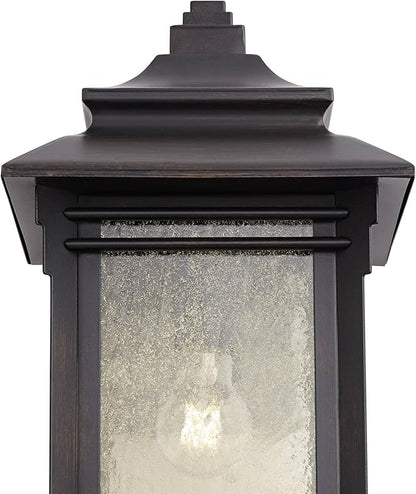 Franklin Iron Works Hickory Point Farmhouse Rustic Mission Outdoor Wall Light Fixture Bronze Lantern 16" Frosted Cream Glass for Exterior House Porch Patio Outside Deck Garage Yard Front Door Home