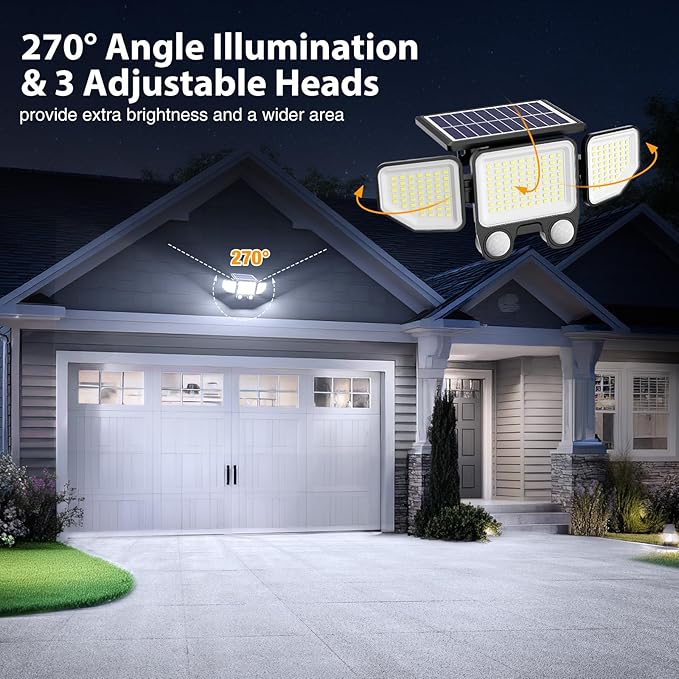 Onforu Solar Lights Outdoor, 3000LM 180 LED Motion Sensor Flood Lights with Remote Control, 3 Modes, IP65 | Lumora