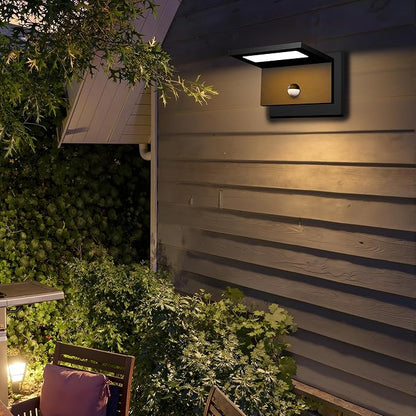 Motion Sensor Outdoor Wall Light Black LED Exterior House Light Fixture Front Porch Light Wall Mount Sconce IP54 Waterproof for Garden Patio Garage Entryway 10W 680Lm 3000K