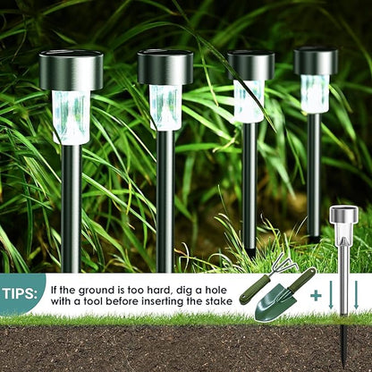 GIGALUMI Solar Lights Outdoor Outdoor Decor, 12 Pack Patio Lights 2 Pack Garden Lights for Yard Lawn Pathway Backyard Driveway