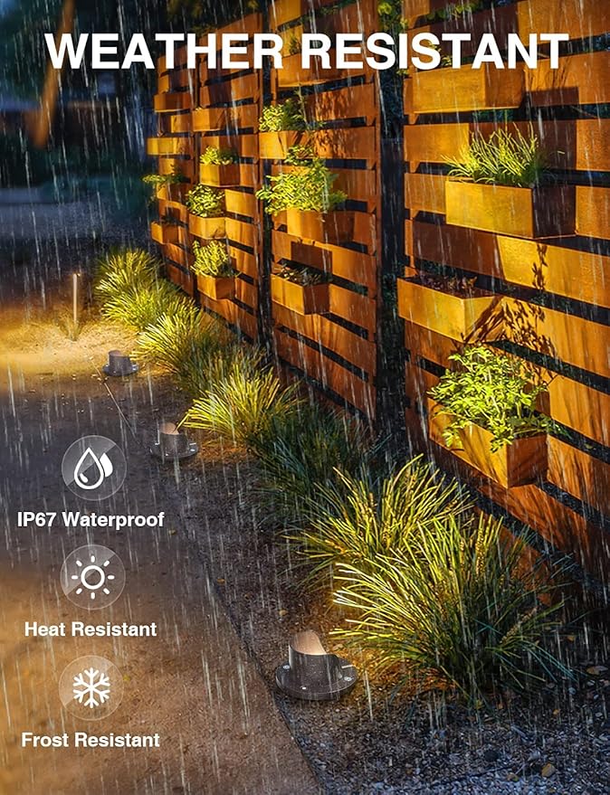 SUNVIE 12 Pack Low Voltage Landscape Lighting 12W LED Outdoor In-Ground Waterproof Shielded Well Lights Warm White | Lumora
