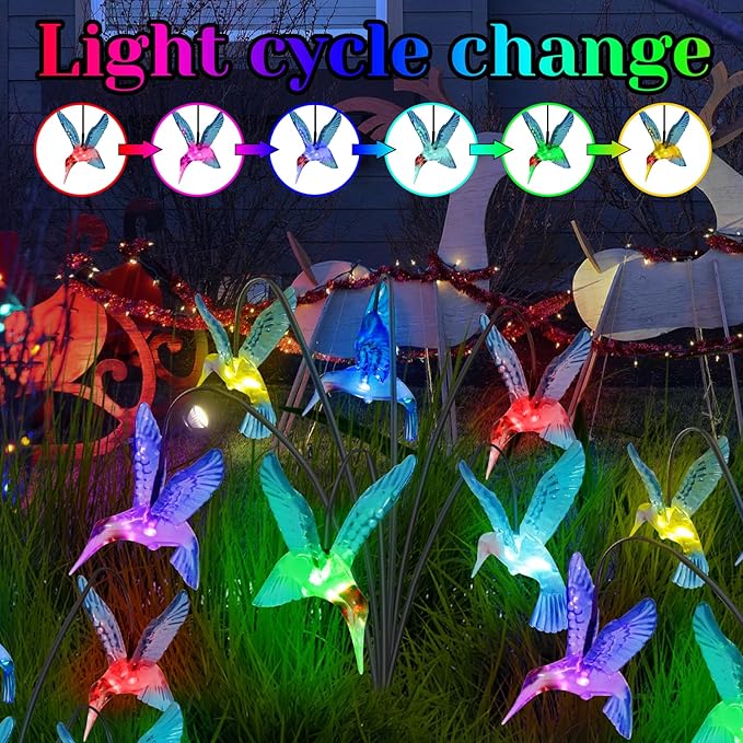 Solar Hummingbird Lights Outdoor,2PACKS 12LED Swaying Firefly for Hummingbird Path Decor,Unique Gifts for | Lumora