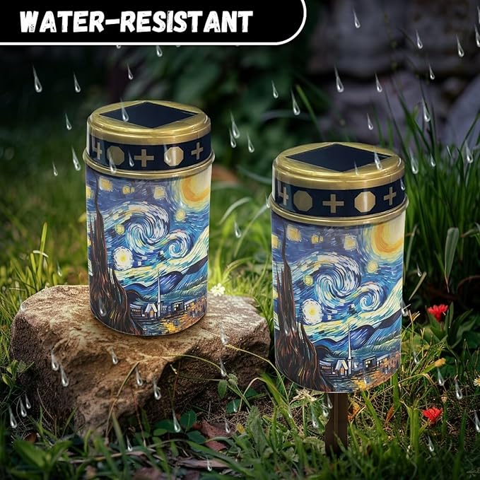 ZOUTAIRONG Solar Light for Cemetery Grave Solar Garden Lights Landscape Lighting Solar Pathway Lights Outdoor Cemetery Solar Lights for Grave Solar Lights for Cemetery Gravesite Starry Night