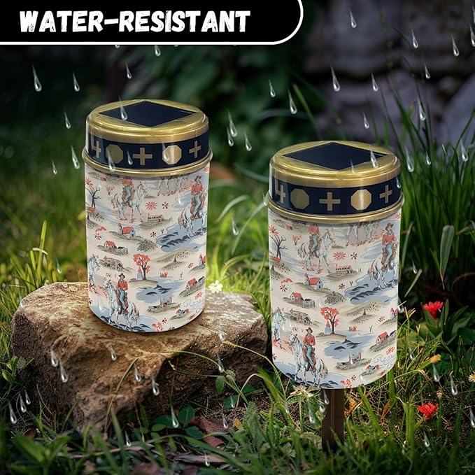Western Cowboy Horse Garden Stake Solar Lights Outdoor Pathway Lights for Yard Patio,Horse Solar Walkway Lights,Flameless Landscape Lighting,Solar Lantern for Home Path