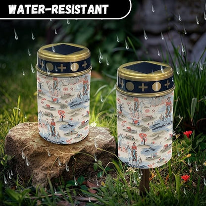 Western Cowboy Horse Garden Stake Solar Lights Outdoor Pathway Lights for Yard Patio,Horse Solar Walkway Lights,Flameless Landscape Lighting,Solar Lantern for Home Path