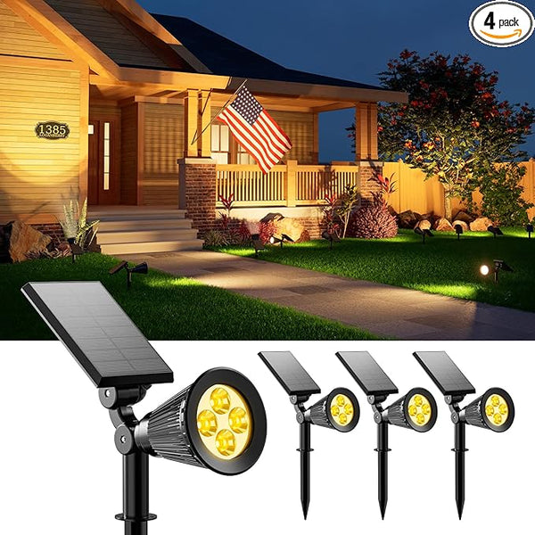 4 Pack Solar Powered Spotlights Waterproof Outdoor for Christmas Decorations, Tree, Santa Claus, Snowman, Christmas | Lumora