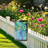 Hanging Solar Lantern Outdoor Waterproof Peacock Solar Lights Glass Tabletop Decorative Lamp for Outdoor Patio | Lumora