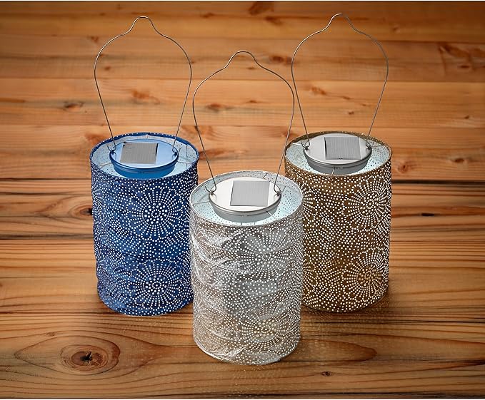 Soji Stella LED Outdoor Solar Lantern, Handmade with Weather-Resistant UV Treated Tyvek Fabric, Stainless Steel | Lumora