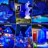 T-SUNUS Blue Solar Lights Outdoor Christmas, 2 Modes Garden Spotlights Waterproof IP65 Auto On/Off Security | Lumora